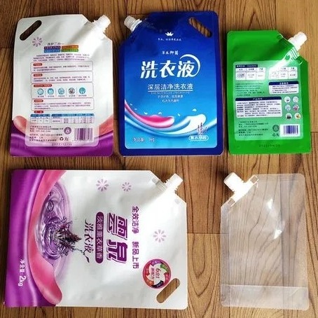 吸嘴式洗衣液包装袋 pe彩印塑料复合袋 艾尼尔四边封自立手提包装