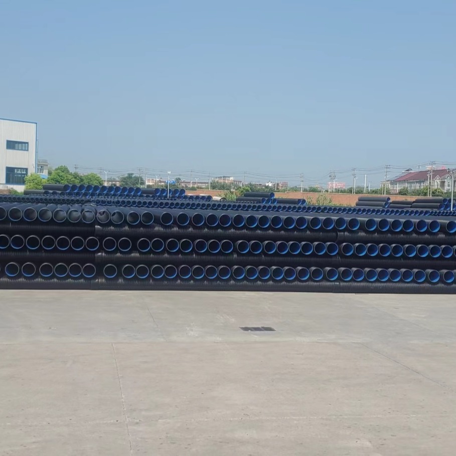 豪洋管业厂家直销滁州市HDPE双壁波纹管PE排水管市政管企标S2DN300DN400DN500