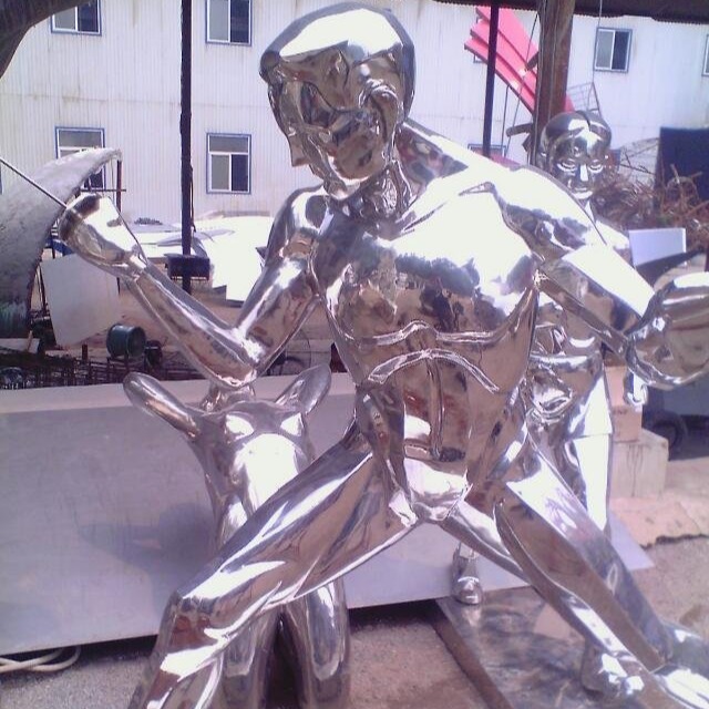 不锈钢抽象击剑人物雕塑 公园雕塑厂家定做 户外摆件