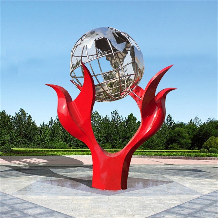 校园雕塑地球仪，不锈钢地球仪雕塑
