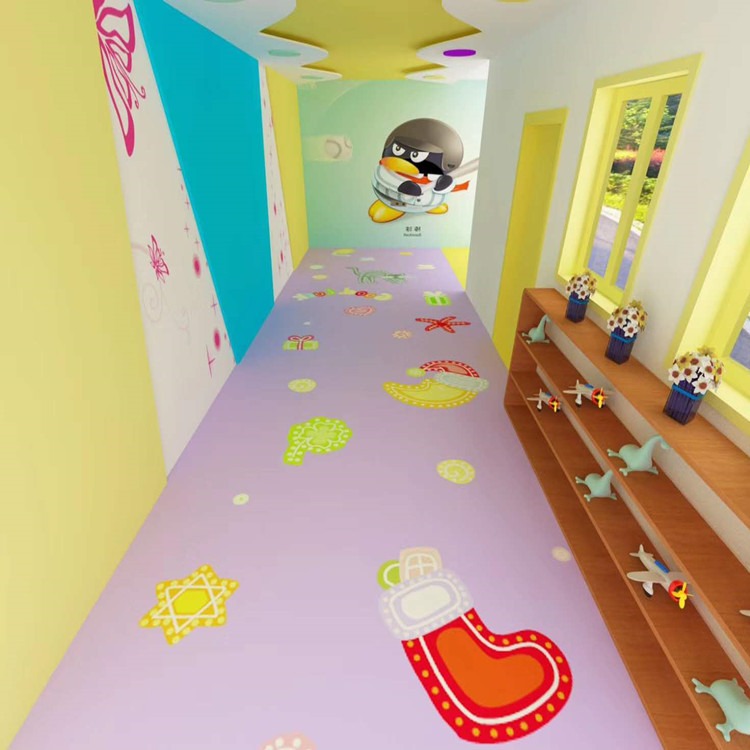 幼儿园彩绘地板 幼儿园定制地板价格 pvc弹性地板图片