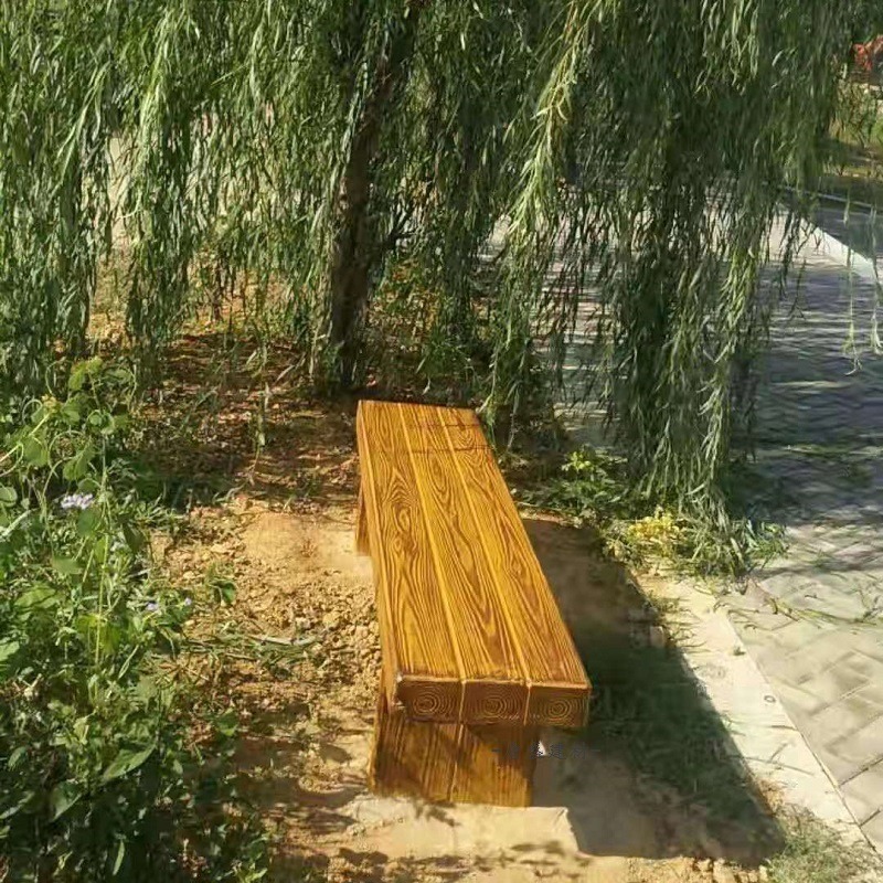 唐盛休闲座椅 公园长凳 水泥仿木休闲座位 户外凳子
