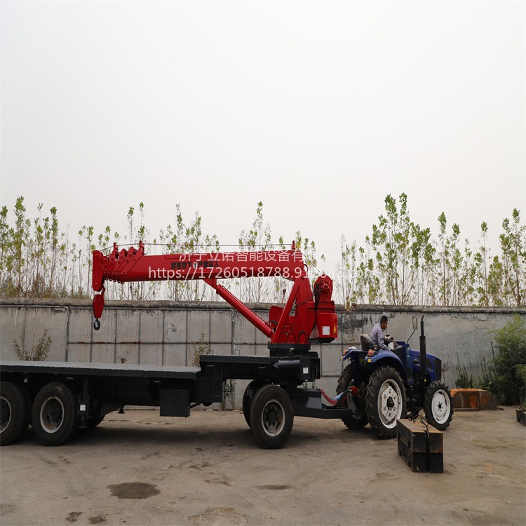 加长平板拖拉机吊车 6吨拖拉机随车吊 多功能自备吊 立诺8吨平板运输吊LN-P01