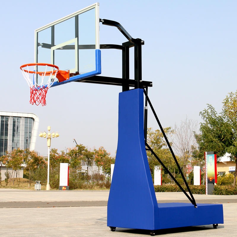 新型地埋篮球架 户外学校小区加厚方管篮球架 钢化玻璃篮板图片