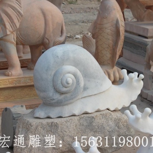 蜗牛石雕 汉白玉蜗牛雕塑 厂家定制图片