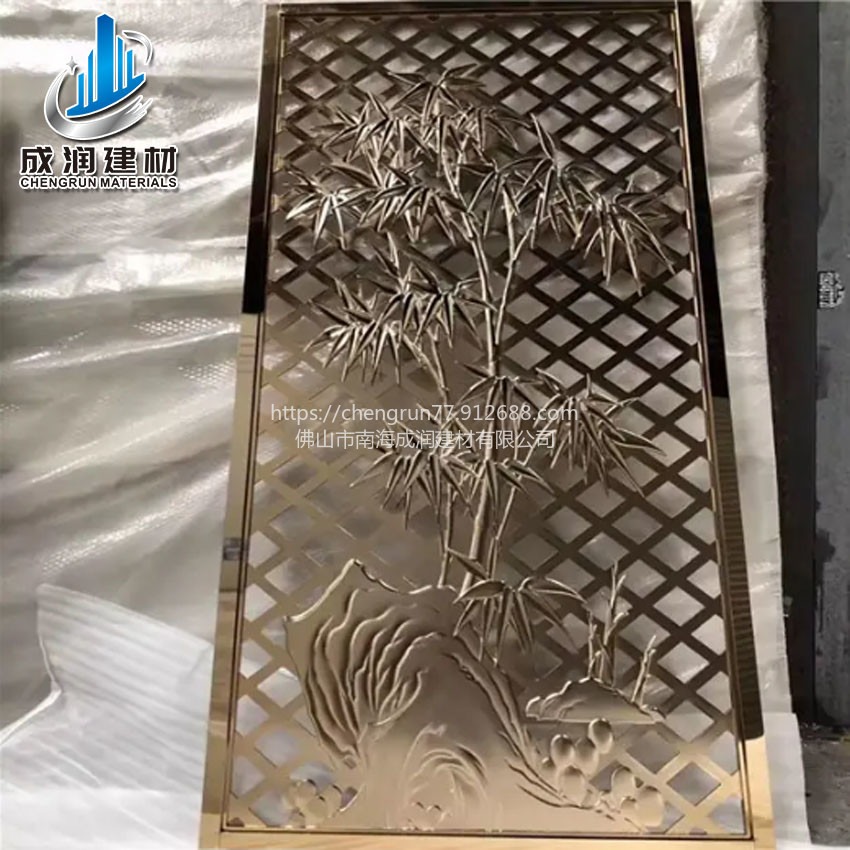 成润古铜色铝板浮雕屏风 佛山铝板雕刻山水画浮雕铝单板图片