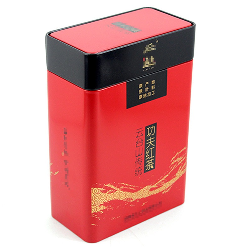 长方形功夫红茶铁盒子包装 红色茶叶铁包装盒 麦氏罐业 马口铁罐制造公司