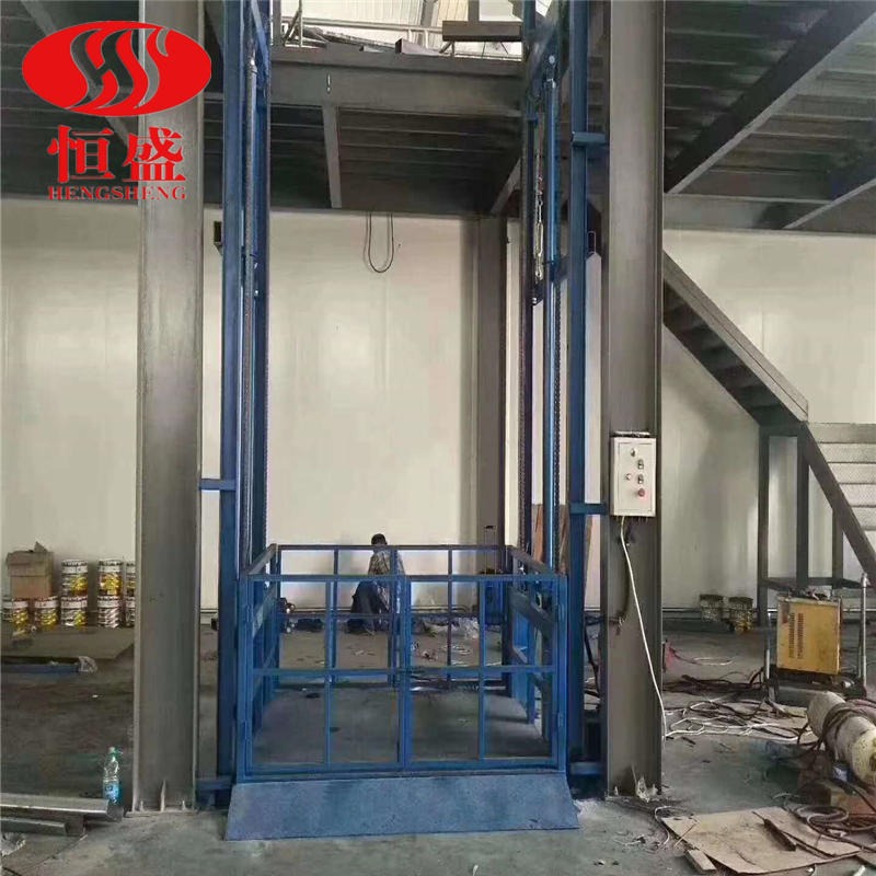 车间液压货梯 简易双轨液压升降机9米升降台 2吨3层厂房升降货梯