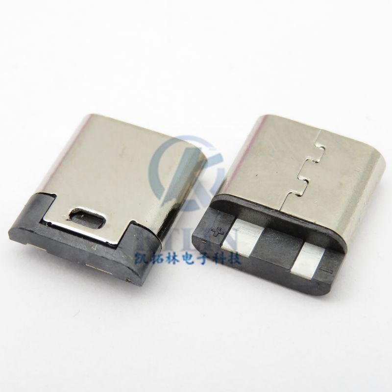 USB typec母座 焊线式母座 Type-C 2p 简易型 连接器 L=10.0mm 注塑