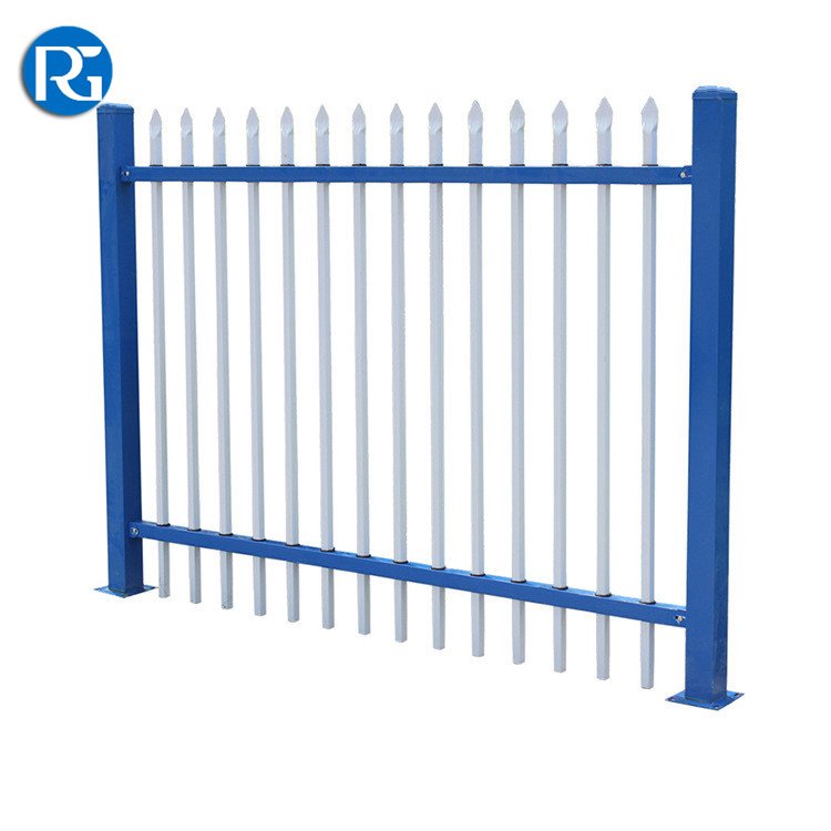 蓝白锌钢插拔式围栏 润冠 鞍山厂区隔离防护护栏