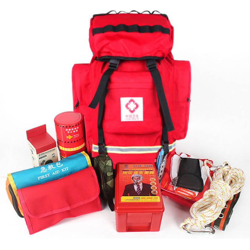 悦乾卫生应急个人携行红色背包 疾控用防水舒适登山包