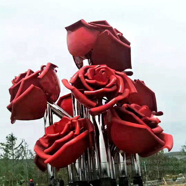 不锈钢玫瑰花雕塑 大型抽象花朵广场公园景观摆件