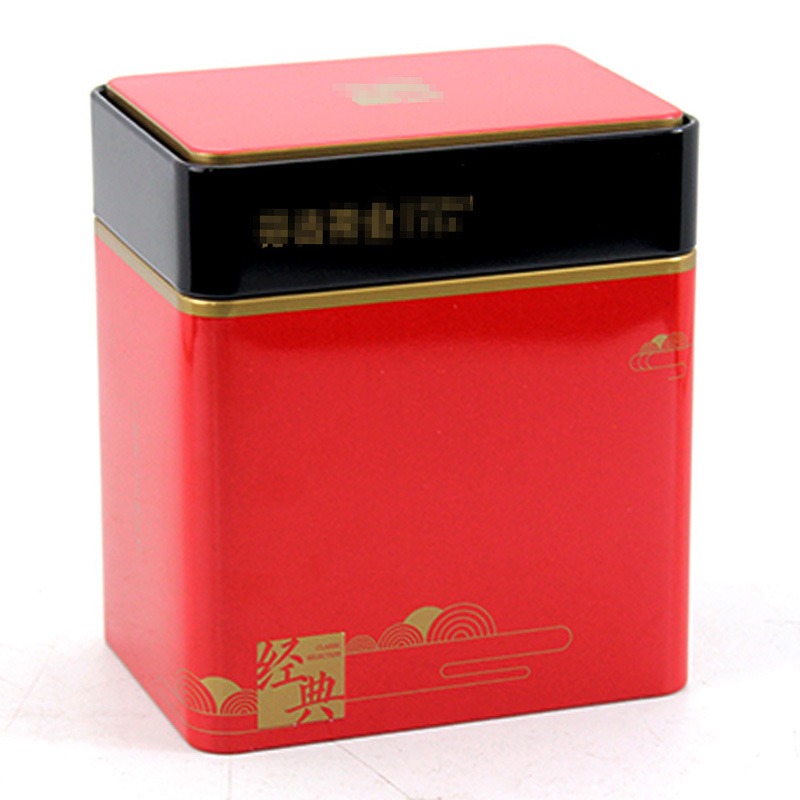 铁罐包装定制生产厂家 春茶茶叶包装铁皮盒子 麦氏罐业 红色长方形马口铁盒定做 茶叶铁罐批发厂家