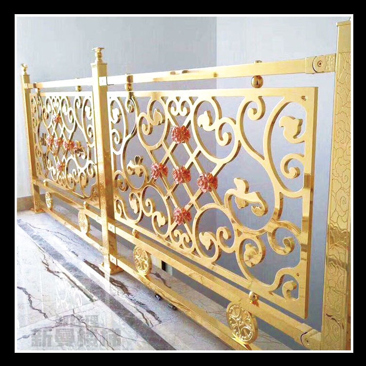 双面浮雕铜扶梯 古铜色纯铜栏杆欧式雕花室内装饰