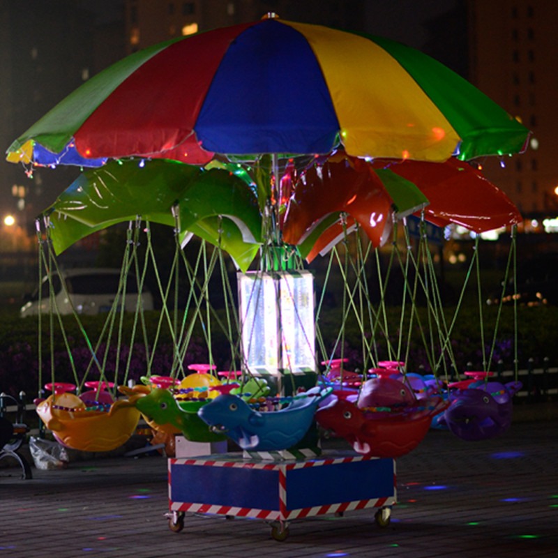 户外电动玩具海豚座位 旋转小飞机广场游乐设备新款木马转椅旋转秋千飞鱼