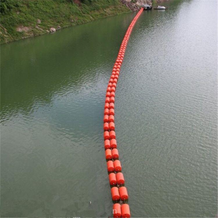 组装简易拦污浮筒厂 河道组合式夹网浮体批发图片