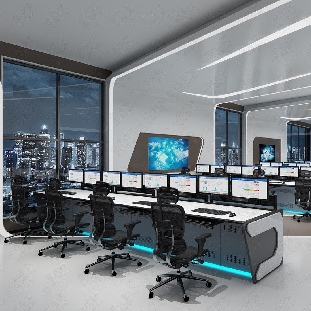 康曼德CMD-C双联弧形控制台指挥中心电脑调度台平台安防控制台三联