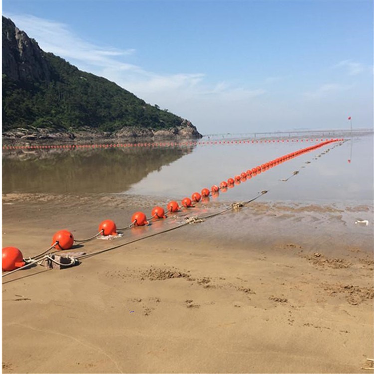 海上围栏浮球 柏泰40公分绳索串联单耳浮子 可插旗子塑料浮球
