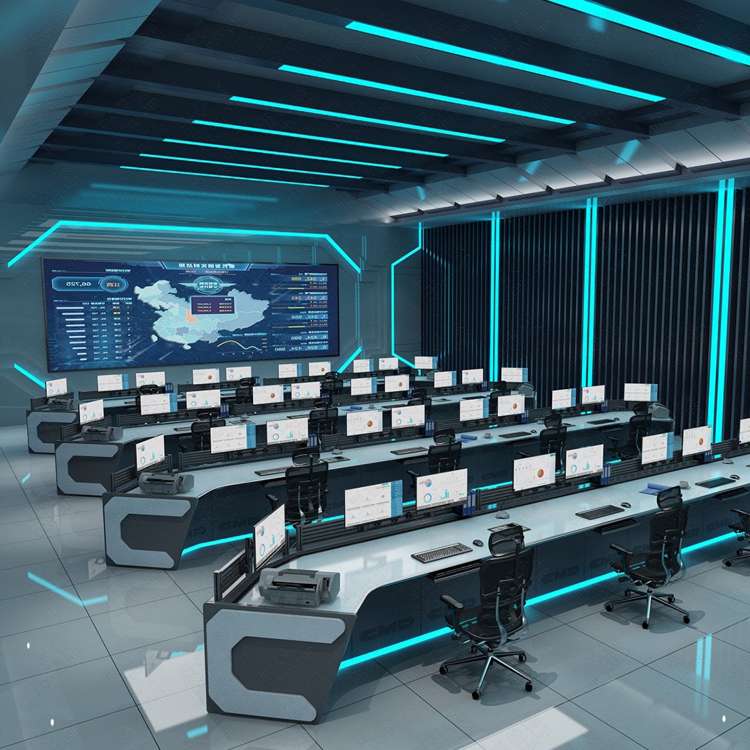 康曼德操作台 科技未来感控制台定制 交通指挥调度中心智能调度台定制 三联监控台定制