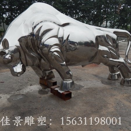 不锈钢雕塑牛雕塑 校园景观雕塑 落地摆件图片