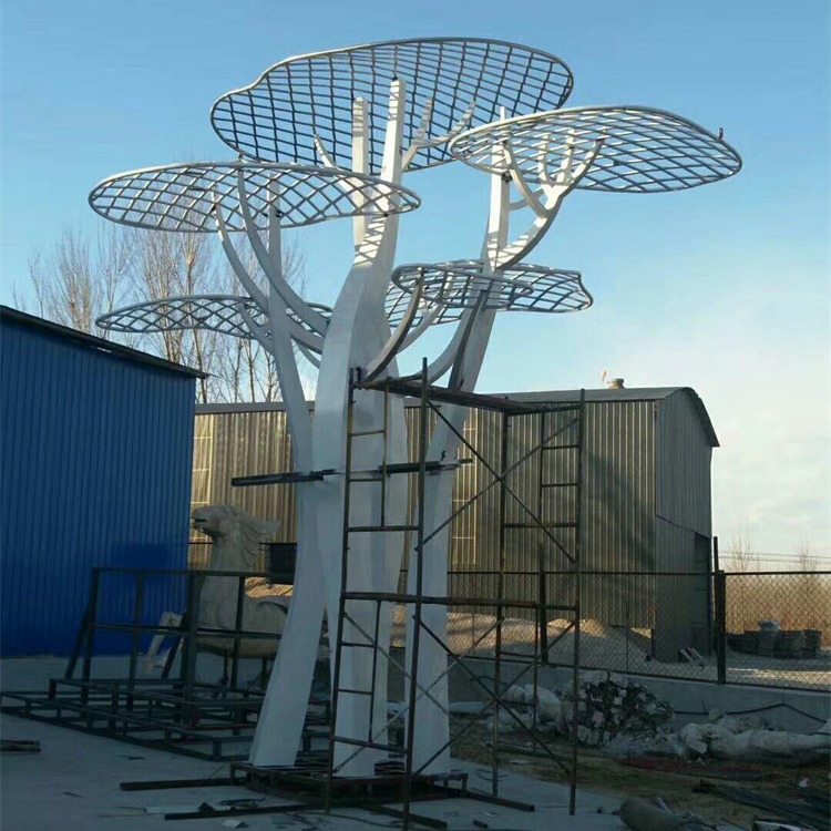 抽象镂空蘑菇树不锈钢雕塑  灯光不锈钢树造型雕塑厂家  永景园林
