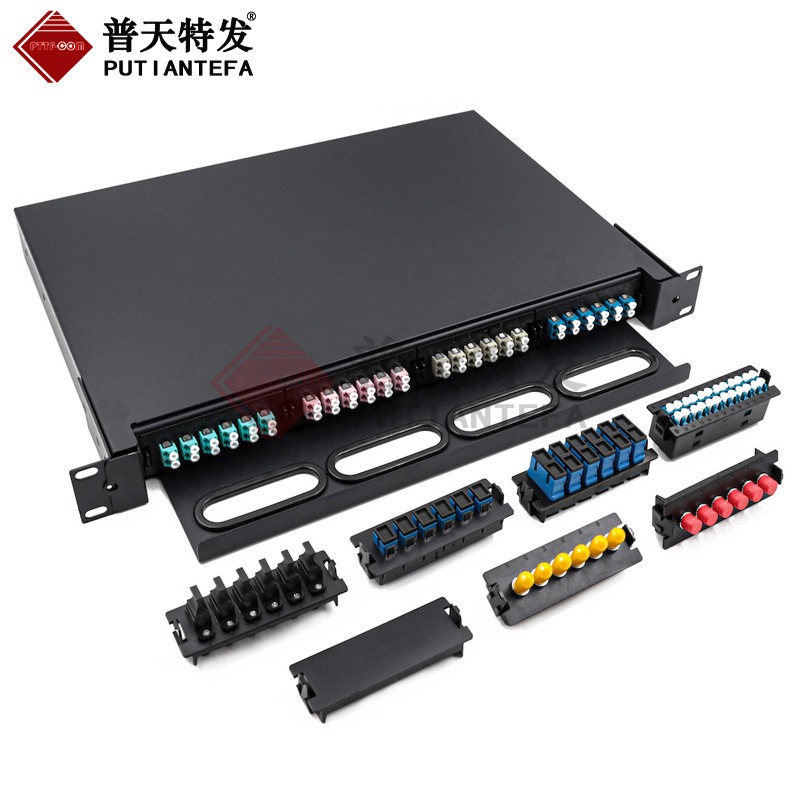 6口光纤适配器面板SC/LC/ST/FC抽拉式光缆终端盒