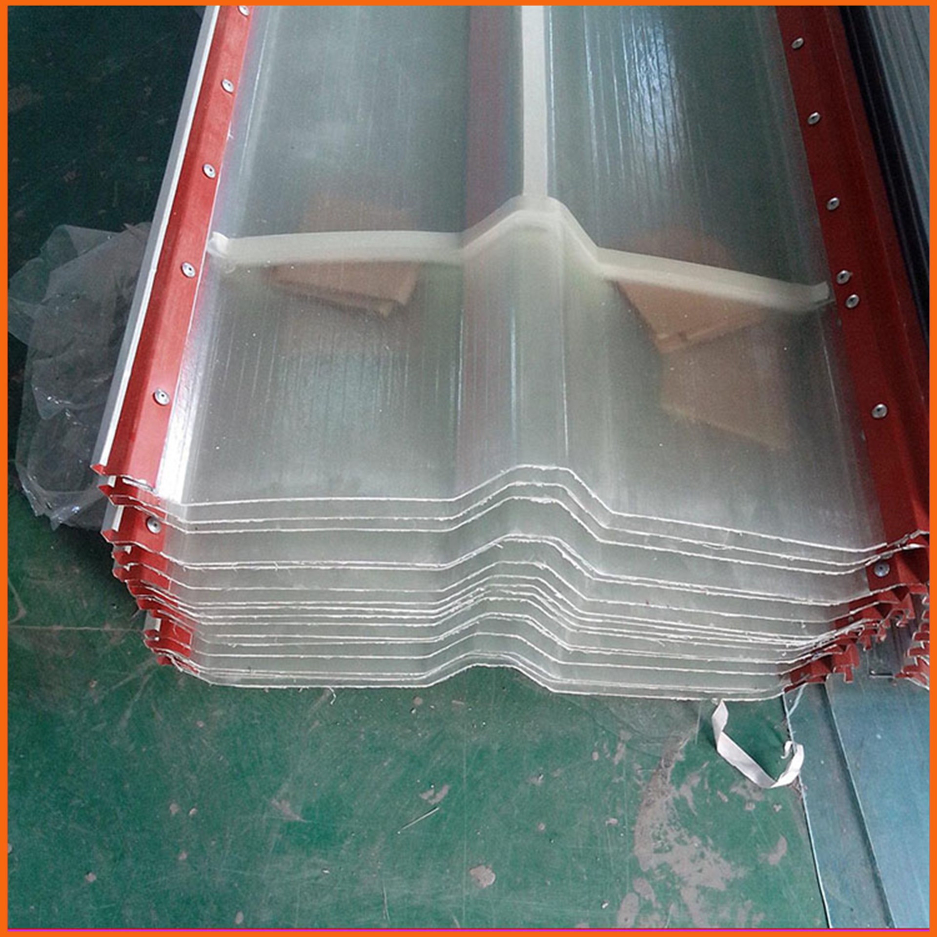 揭阳玻璃钢阻燃瓦 玻璃纤维FRP采光板 镀铝锌铁边采光带生产厂家