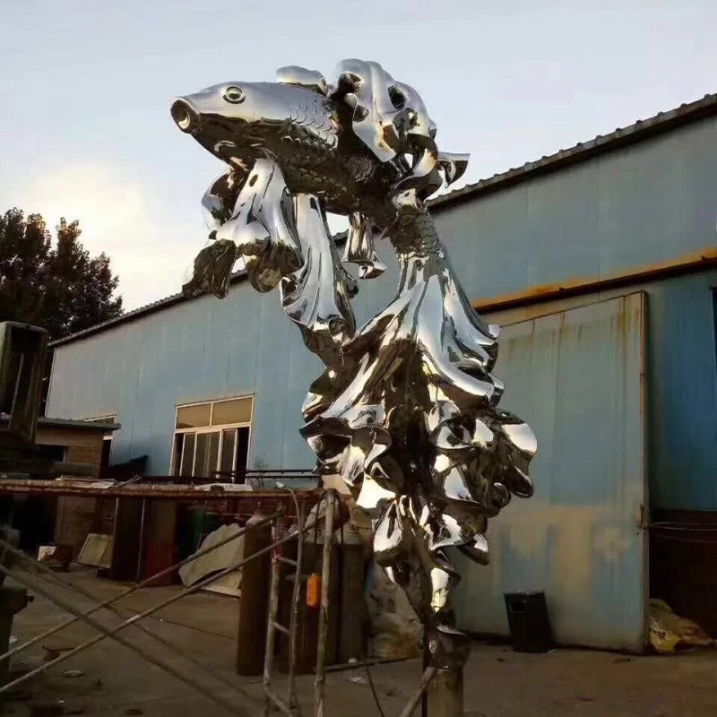 天启不锈钢雕塑 鱼雕塑 镜面小鱼摆件 户外园林广场景观摆件 巨型雕塑