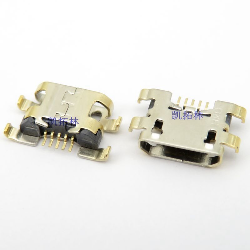 USB 5pin micro母座 卧式 四脚贴板 MICRO 5p插座图片