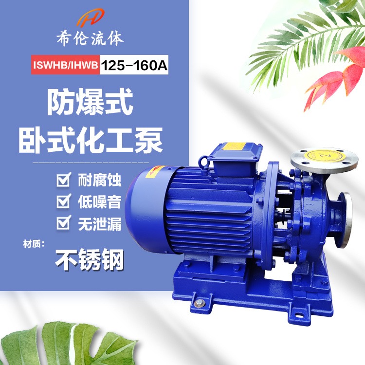 冷热水循环交替管道泵 IHWB125-160A 上海希伦牌 不锈钢材质 防爆型单极化工泵