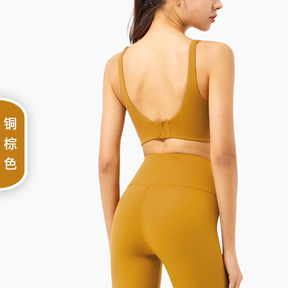 2021 瑜伽服厂家批发欧美新款lulu瑜伽运动文胸 可调节无痕搭扣背心健身内衣1287