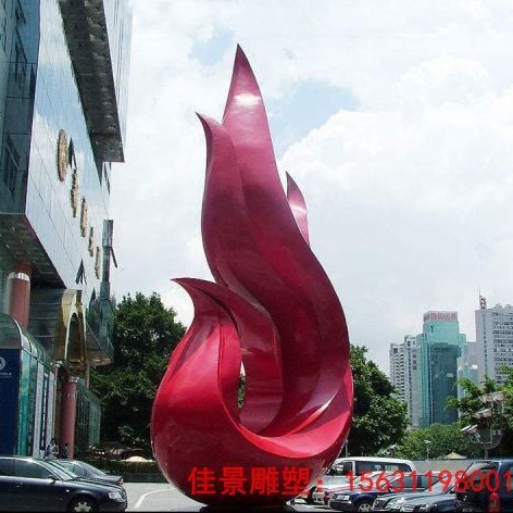 抽象创意红色丝带广场景观雕塑 不锈钢雕塑图片