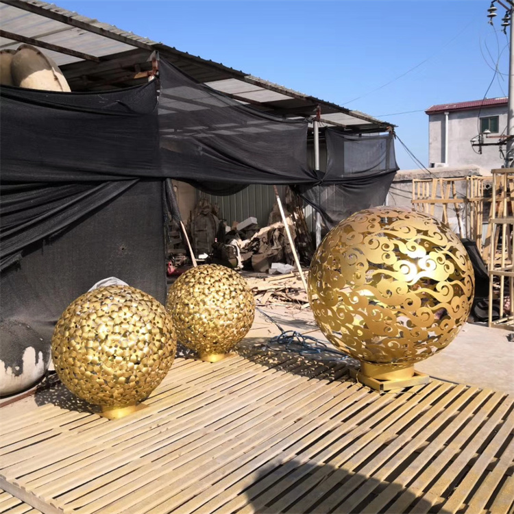 抽象镂空不锈钢发光球雕塑铁艺圆球景观摆件厂家批发