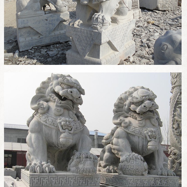 东诚石业厂家直销青石花岗岩石雕狮子宗寺庙门口一对石狮子摆件定制加工