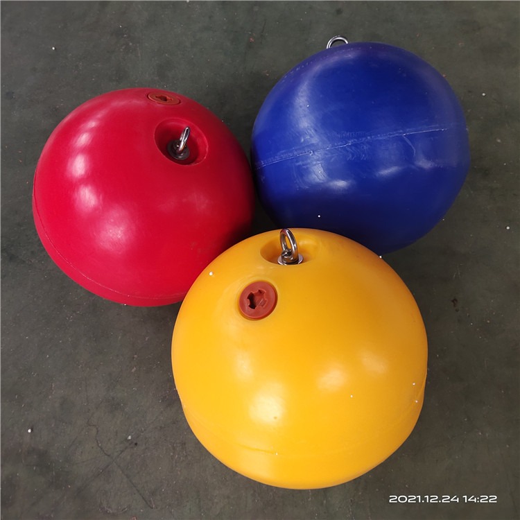 水面单点锚定警示浮球 球体直径60cm装不锈钢吊环系泊浮球