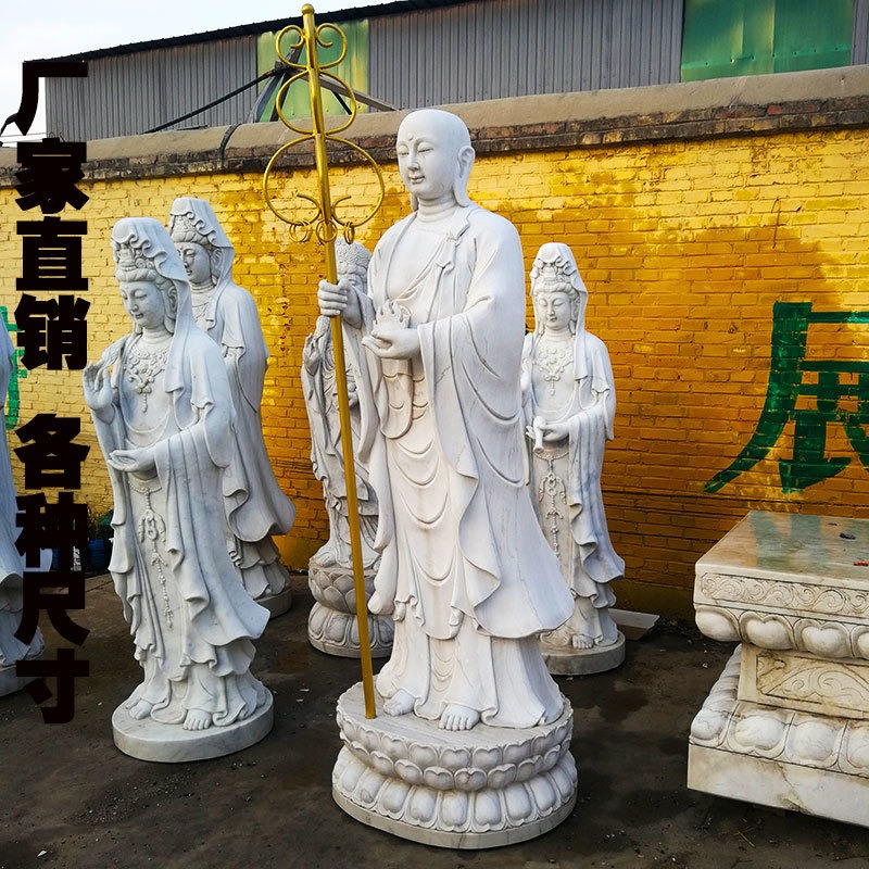 地藏王佛像雕刻厂 寺庙佛像雕刻 文殊普贤菩萨石雕 汉白玉站立佛像