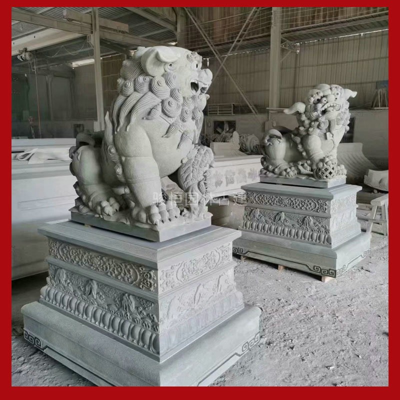 福建制作石雕狮子 献钱狮子 石雕狮子尺寸比例图片