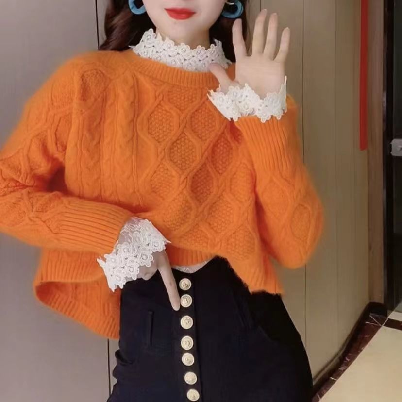 便宜韩版秋款女士长袖 便宜打扮宽松洋气针织打底女式毛衣厂家