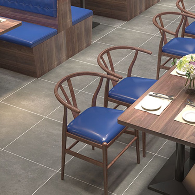 迪佳铁艺餐椅火锅店西茶餐厅烤肉烤鱼寿司餐饮店靠墙卡座沙发桌椅组合图片