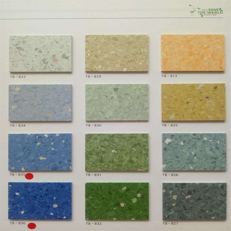 台宝pvc地板T8系列同质透心地胶2.0mm塑胶地板学校地胶板图片