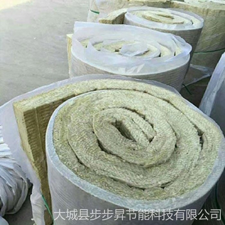 工业岩棉毡10公分  步步昇玻璃丝布岩棉卷毡80kg/m3规格