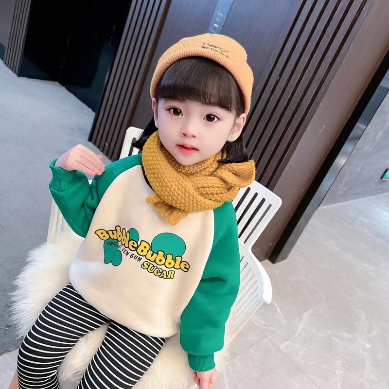 儿童时尚便宜童装卫衣 冬季加绒连帽套头韩版绒衫工厂