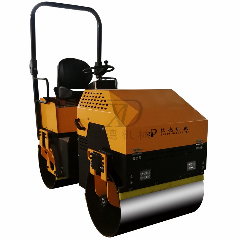 选用双钢轮小型压路机 1吨2吨用于地基边角 沟槽回填土全液压振动压实机XD-2.0信德