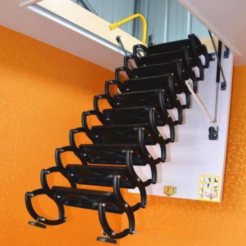 Mitsubishi/三菱阁楼折叠伸缩梯 碳钢材质伸缩楼梯  手动电动操作
