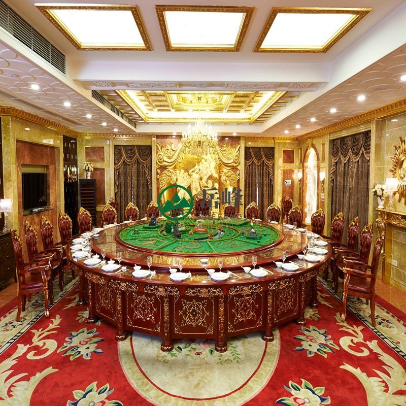 22人家用圆形电动尺寸价格3200	 中式餐桌圆桌原木色	电动餐桌酒店设备图片