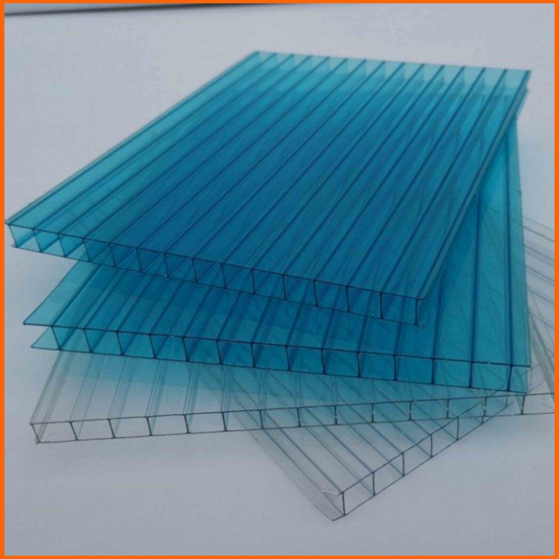 8毫米双层阳光板 牡丹江蓝色空心阳光板 车棚雨棚PC阳光板生产厂家