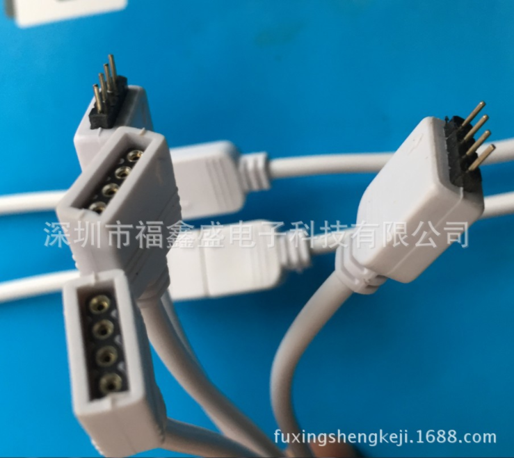 深圳FXSCONN/福鑫盛LED灯条连接线 控制器插座RGBW灯条5针公母头连接线厂家直销