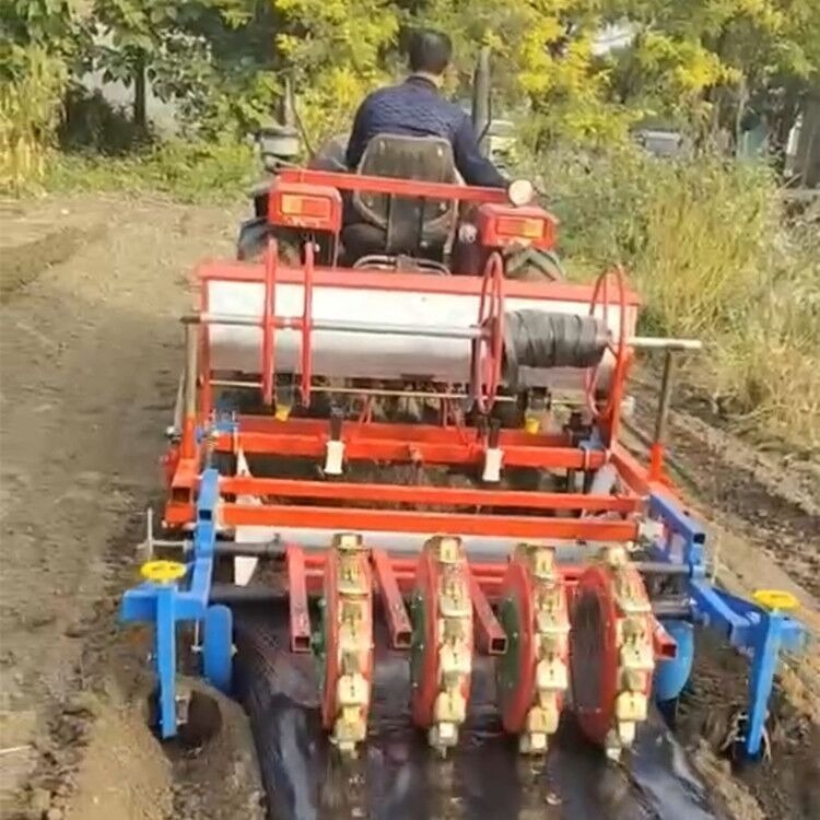 桨腿式四行玉米种植机 小型手扶单行玉米播种机 拖拉机后置悬浮式两行玉米播种施肥机
