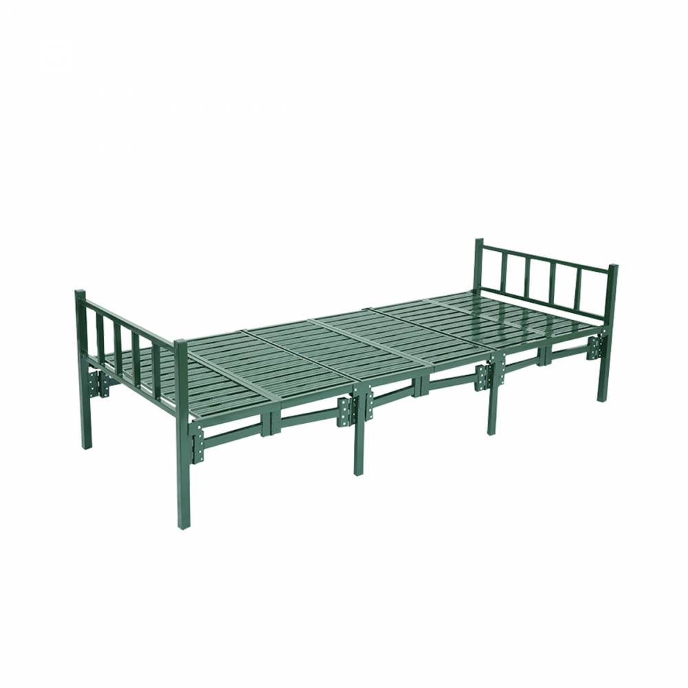 全钢六折床 军绿色折叠床 六折行军床 户外野营折叠床 钢管简易便携床