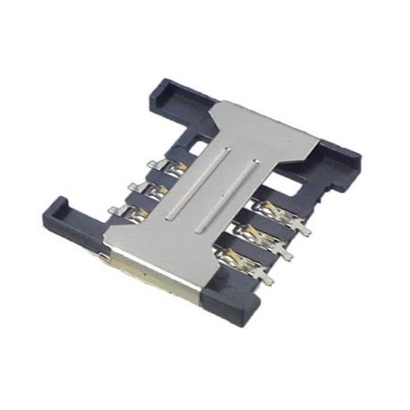 SIM卡座6Pin连桥带档 直插式1.8-1.5H 平贴式SIM卡座